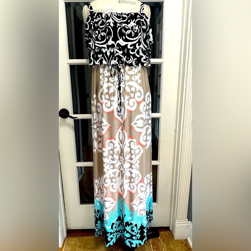 Style And Co. Womans Maxi Dress Size 0X (14-16W) Detachable Straps